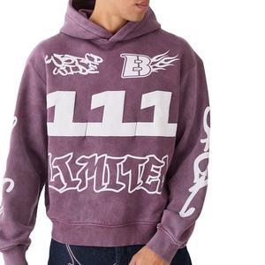 Sweat à capuche surdimensionné Vintage de haute qualité pour hommes 420g mélange de polyester/coton lavage à l'acide sweat fermeture éclair Logo personnalisé XS solide hiver - Product Image 1