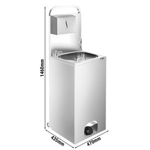 Commercial Mobile <b>Hand</b> Wash Sink - Stainless steel - with foot-pump, soap dispenser & <b>paper</b> <b>towel</b> dispenser - Product Image 2