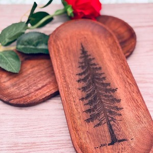 Bandeja rectangular de madera hecha a mano con grabado floral, bandeja decorativa para mesa de comedor o café - Product Image 6