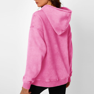 Nouveauté, sweat à capuche en molleton pour femme, 100% coton, lavage à l'acide, logo personnalisé, décontracté, hiver, haute qualité - Product Image 2