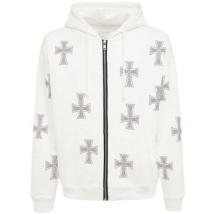 Sweat à capuche personnalisé d'hiver pour hommes grande taille Logo lourd 100% coton polaire double couche à capuche strass embellissements - Product Image 1