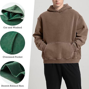 Pull en coton tricoté de haute qualité 300gsm sweat à capuche surdimensionné logo personnalisé unisexe noir poids lourd pour hommes - Product Image 4