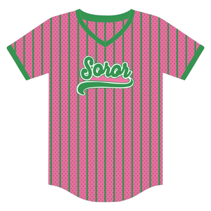 Jersey de Béisbol Rosa Soror, Sudadera Universitaria para Mujer, Estilo Casual, Transpirable y de Secado Rápido, para Hermandades Griegas - Product Image 5