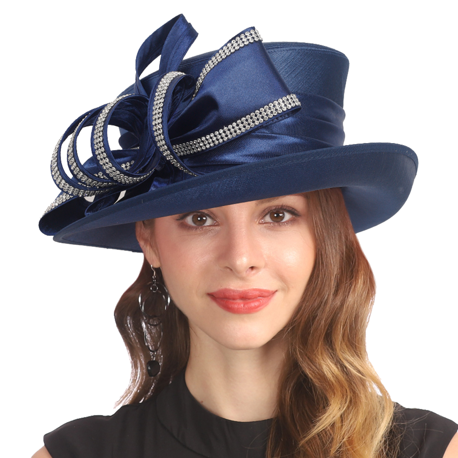 Elegant Church Dress Hat for Women - Kentucky Derby, Tea Party & Wedding  with Rhinestones, Perfect for Any Formal Occasion