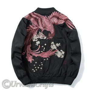 Última llegada Premium Design Men's Sukajan Souvenir Chaquetas de bombardero de lujo Moda personalizada Four Legendary Phoenix Silk para hombres - Product Image 1