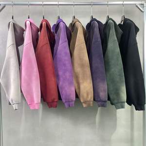 เสื้อฮู้ดซิปแบบมีซิปคู่ ปักลายแบบฝรั่งเศส ผ้าหนา ฟอกสีแบบดิสเทรส พิมพ์ลายพัฟฟ์ สีซีดแบบซันเฟด - Product Image 3