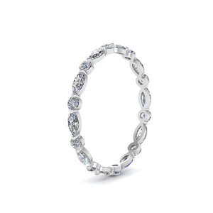 Anillo de Boda de Diamantes Cultivados en Laboratorio, Corte Marquesa y Redondo, Platino Alternativo, Fabricante Mayorista y Minorista OEM - Product Image 3