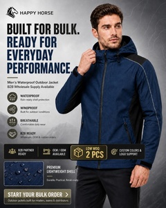 Chaqueta Softshell con Capucha para Hombre HAPPY HORSE, de Alta Calidad, Transpirable e Impermeable, con Logotipo Frontal, para Deportes al Aire Libre y Estilo Casual - Product Image 4