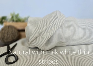 Venta al por mayor 100% tela de lino tejido orgánico ropa de cama a rayas cortina sofá uso 115 ''Textiles para el hogar niños y niñas vestidos - Product Image 4