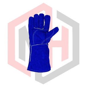 Guantes de Soldadura de Cuero Azul, Textura Suave, Puño de Punto, 11 oz, 14 Pulgadas, Palma Reforzada, Resistentes al Calor, Antiestáticos, para Soldadura MIG, TIG, Stick, Barbacoa - Product Image 2