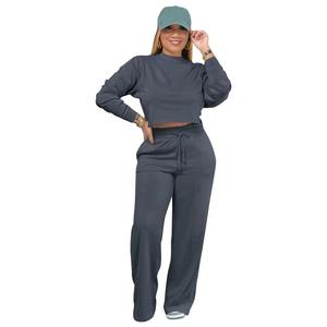 Vente en gros Ensembles décontractés pour dames Costumes de sport pour femmes Deux pièces Manches longues Solide Sweat-shirt Pantalon de survêtement Tenues pour femmes - Product Image 1