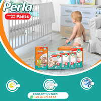 PERLA Couches jetables respirantes anti-fuites pour bébés, avec bande magique, en pâte de cellulose Fluff Pulp du Japon et des États-Unis, douces, vertes et bleues, 27-35 Lbs