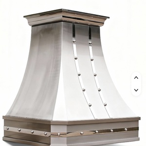 Hotte de cuisine murale en acier inoxydable sur mesure, abordable, avec rivets et moulures couronnées pour cuisine. - Product Image 3