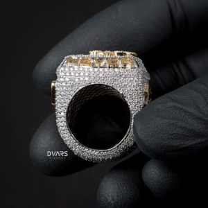 Custom Logo Full <b>Iced</b> Out Letter VVS Real Moissanite Sterling Silver Hip Hop Style Bustdown Championship Wedding <b>Ring</b> - Product Image 2