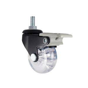 Ruedas De vástago roscado transparente De PU De rueda sólida De 2 pulgadas con freno Ruedas De bloqueo rígidas giratorias De acero De 8 pulgadas Ruedas De Silla De 50mm - Product Image 1