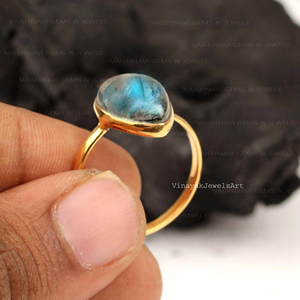 Classics Eternity 10x14mm Pear Shape <b>Labradorite</b> <b>Ring</b> 925 Sterling Silver 18K Micron Gold Plated Fine Jewelry Vermeil Natural - Product Image 3