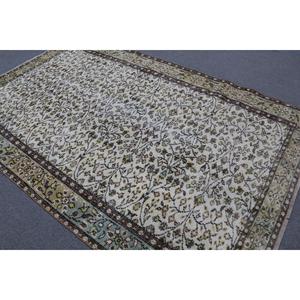 Tapis turc 5,7x9 pieds, grand tapis vintage, tapis persan brun-vert - Product Image 4