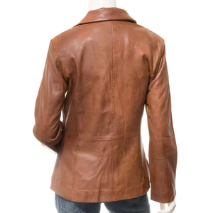 Veste en cuir unie respirante tendance pour femmes pour l'automne Imperméable Écologique Manches longues Prix raisonnable - Product Image 3