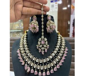 Exclusive Quality Gold Plated Kundan <b>Pearls</b> Look <b>Necklace</b> <b>Set</b> With <b>Earrings</b> Tikka for Wedding Wear Collection For Women - Product Image 1