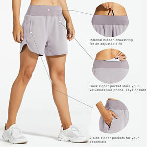 กางเกงขาสั้นบอร์ดเอวสูงสำหรับผู้หญิงกางเกงขาสั้นผ้าออกซ์ฟอร์ดระบายอากาศได้แห้งเร็วเป็นมิตรกับสิ่งแวดล้อมชุดวิ่ง - Product Image 3