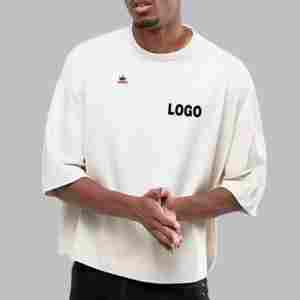 Camiseta de secado rápido de peso pesado para hombres de alta calidad, estampado de patrón sólido, manga corta, ropa clásica para adultos, camisa recortada Formal - Product Image 2