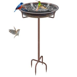 Bain d'oiseaux en métal d'extérieur pour attirer des oiseaux colorés dans le jardin ou la terrasse avec un piédestal robuste - Product Image 1