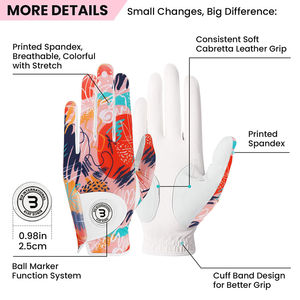 Gants de golf sportifs d'été sur mesure les plus vendus, fermeture à boucle et crochet antidérapante, cuir de mouton Cabretta de haute qualité - Product Image 2