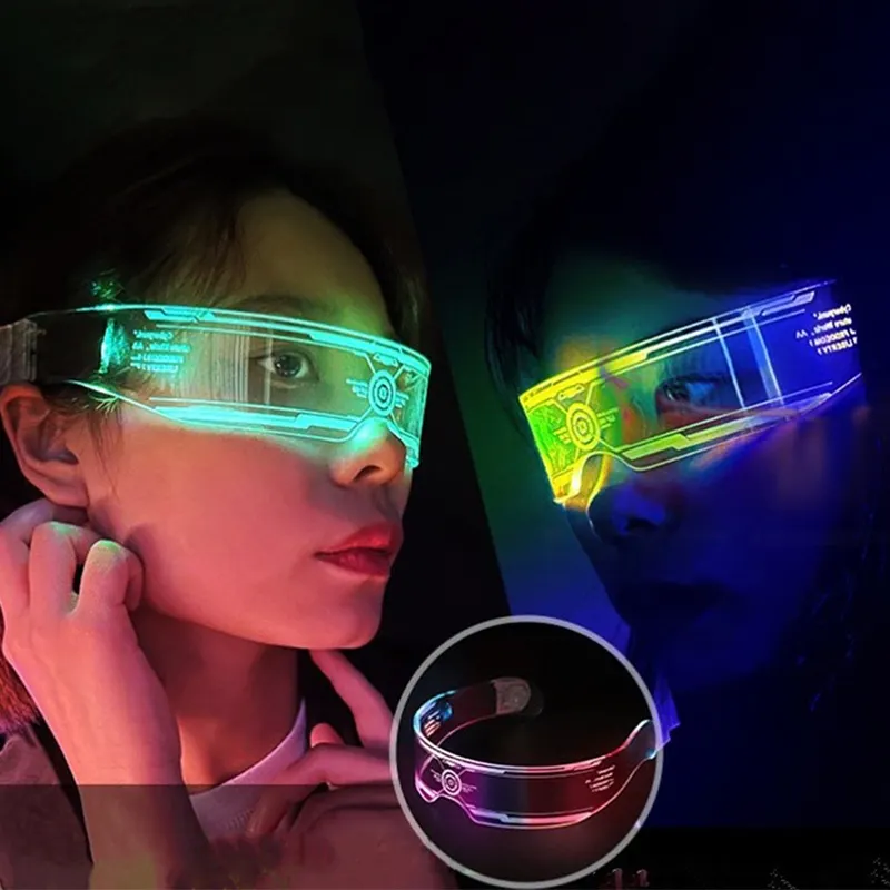LEDバイザーグラス7色未来的なメガネが大人のためのハニカム発光メガネを照らします
