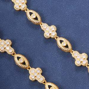 Luxury Gold Plated Moissanite <b>Statement</b> <b>Necklace</b> with Flower and Eye Design for Women Party Jewelry - Product Image 6