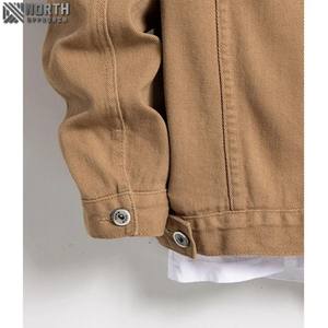 Veste en jean brodée personnalisée Veste en denim extensible à revers pour homme Manteau à manches longues de haute qualité - Product Image 3