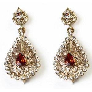 Kriaa Brown Boucles d'oreilles chandelier plaqué or en pierre autrichienne 1302012 Fashion Dangler Jewelry - Product Image 1