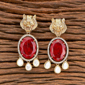 Último pendiente clásico Kundan Polki con Mehndi chapado joyería hecha a mano mayoristas en la India - Product Image 6