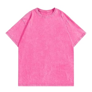 Camiseta Oversize Rosa Lavada Suave y Transpirable 100% Algodón Ajuste Holgado Hombro Caído Estilo Urbano Verano Casual para Hombre - Product Image 1