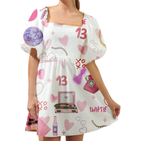 Meilleurs prix Organza Respirant Broderie Paillettes Célèbre Chanteur Fans Mini Robe Courte pour Die Hard Fans Custom Apparel Party