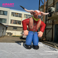 Cowboy étrange gonflable réaliste pour l'activité de publicité agricole, personnage de taureau de dessin animé gonflable pour la décoration carrée