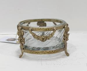 Antique Brass and Glass Metal <b>Bowl</b>, Metal Dates <b>Bowls</b> <b>small</b> in size - Product Image 3