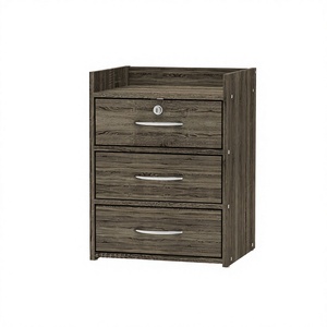 Modern 2312 3-<b>Drawer</b> Nightstand Side Table <b>with</b> <b>Lock</b> Tray Top Edge Bedroom Living Room Storage Furniture - Product Image 6