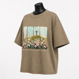 เสื้อยืดโอเวอร์ไซส์สีน้ำตาลอ่อนพิมพ์ลายกราฟิกสำหรับผู้หญิง ผ้าฝ้าย สวมใส่สบาย ทรงหลวม สไตล์สตรีทแวร์ - Product Image 3