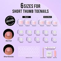 Faux ongles à presser pour les orteils, Grace intemporelle, courts, forme squoval, French manucure, 32 pièces, durables 4 semaines, qualité salon, polymérisables à la lampe, vente en gros