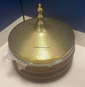 Cazuelas de Ramadán árabes doradas de acero martillado de lujo con tapa, calentador de alimentos de Metal y servidor para cocina, olla caliente de Metal para servir - Product Image 2