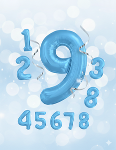 Globo de Helio con Número Celeste y Letras Gruesas para Decoraciones de Cumpleaños, Graduación, Regreso a Clases y Halloween - Product Image 1