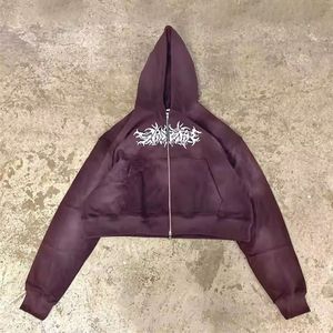 Custom Vintage Oversized Men Acid Wash Sun Faded Zip up Hoodie DTG Impresión Sudaderas con capucha para hombre - Product Image 6