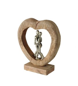 Décoration d'intérieur de luxe minimaliste en bois et métal de qualité durable, figurine romantique en forme de cœur dansant pour table, mariage, Saint-Valentin - Product Image 2