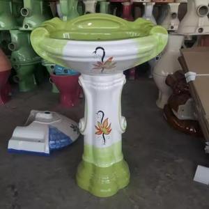 Beige Marble Bathroom Sink Hotel Home Freestanding Marble Washbasins Travertine Pedestal Sink - Product Image 3