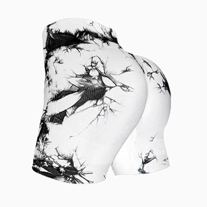 2025 mujeres de cintura alta Yoga Push Up Booty Tie Dye Knit Slim Gym Workout Running Three Point shorts para mujeres pantalones cortos de mujer - Product Image 1