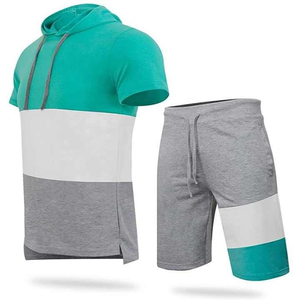 Conjunto de sudadera deportiva para gimnasio de algodón 100% para hombre, Sudadera con capucha y pantalones cortos de ajuste Flexible con mangas largas cómodas para el invierno - Product Image 1