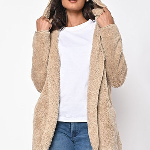 Pocket Stylish Look 2025 Nuevo artículo Mujeres Sherpa Hoodie Oversized Basic Color Look Durable Mujer Sherpa Jacket - Product Image 1