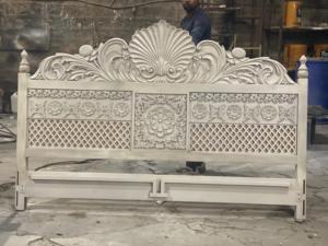 Wholesale High Quality Modern Luxury Royal <b>Bed</b> Furniture American Living Room Carved Wooden Rajasthani <b>Queen</b> <b>Bed</b> With 2 Bedside - Product Image 5