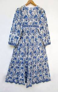 ชุดแมกซี่เดรสลำลองสไตล์อินเดียหรูหราสำหรับผู้หญิงและเด็กผู้หญิงชุดเดรสพิมพ์ลายดอกไม้ใส่ได้ทุกวันมีกระดุม - Product Image 2