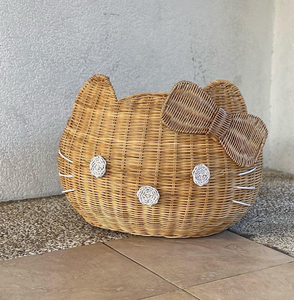 Último diseño Hello Kitty organizador de almacenamiento cesto de mimbre cesta de almacenamiento de bebé con forma de Hello Kitty para pañales de bebé - Product Image 1
